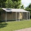 Dog Cage with Roof and Doors Gray 13.1'x6.6'x6.6' Galvanized Steel