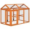 PawHut Chicken Run, Wooden Large Chicken Coop, Combinable Design with Perches & Doors for Outdoor, Backyard, Farm, 4.6' x 2.8', Orange