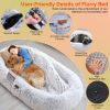 Human Size Dog Bed with Pillow Blanket 72.83x47.24x11.81in Bean Bag Bed Washable Removable Flurry Plush Cover Large Napping Human-Sized Bed For Adults