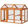 PawHut Chicken Run, Wooden Large Chicken Coop, Combinable Design with Perches & Doors for Outdoor, Backyard, Farm, 4.6' x 2.8', Orange