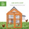 PawHut Chicken Run, Wooden Large Chicken Coop, Combinable Design with Perches & Doors for Outdoor, Backyard, Farm, 4.6' x 2.8', Orange