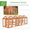 PawHut Chicken Run, Wooden Large Chicken Coop, Combinable Design with Perches & Doors for Outdoor, Backyard, Farm, 4.6' x 2.8', Orange