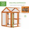 PawHut Chicken Run, Wooden Large Chicken Coop, Combinable Design with Perches & Doors for Outdoor, Backyard, Farm, 4.6' x 2.8', Orange