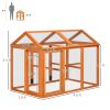 PawHut Chicken Run, Wooden Large Chicken Coop, Combinable Design with Perches & Doors for Outdoor, Backyard, Farm, 4.6' x 2.8', Orange