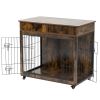 Dog Crate Furniture, Wooden Dog Crate End Table, 38.4 Inch Dog Kennel with 2 Drawers Storage, Heavy Duty Dog Crate