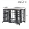 42" Heavy Duty Dog Crate for Large Medium Dogs, Furniture Style cage with 4 Lockable Wheels and 2 Locks