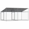 Dog Cage with Roof and Doors Gray 13.1'x6.6'x6.6' Galvanized Steel