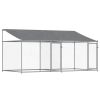 Dog Cage with Roof and Doors Gray 13.1'x6.6'x6.6' Galvanized Steel