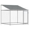 Dog Cage with Roof and Door Gray 19.7'x6.6'x6.6' Galvanized Steel