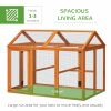 PawHut Chicken Run, Wooden Large Chicken Coop, Combinable Design with Perches & Doors for Outdoor, Backyard, Farm, 4.6' x 2.8', Orange