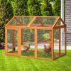 PawHut Chicken Run, Wooden Large Chicken Coop, Combinable Design with Perches & Doors for Outdoor, Backyard, Farm, 4.6' x 2.8', Orange