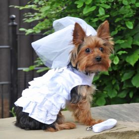 Dog Harness Wedding Dress with Veil and Matching Leash (size: 2X-Large)