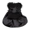 Black Wool  Dog Coat Harness  Fur Collar with Matching Leash