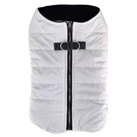 Zip-up Dog Puffer Vest (Color: White, size: X-Large)