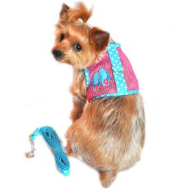 Cool Mesh Dog Harness Under the Sea Collection (Color: Pink and Blue Flip Flop, size: large)