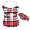 Sherpa-Lined Dog Harness Coat RED & White Plaid