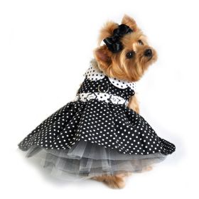 Polka Dot Dog Dress (Color: Black and White, size: small)