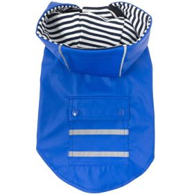 Slicker Raincoat with Striped Lining (Color: Cobalt Blue, size: small)