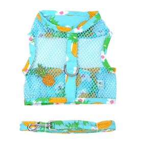 Cool Mesh Dog Harness with Leash (Color: Pineapple Luau, size: medium)